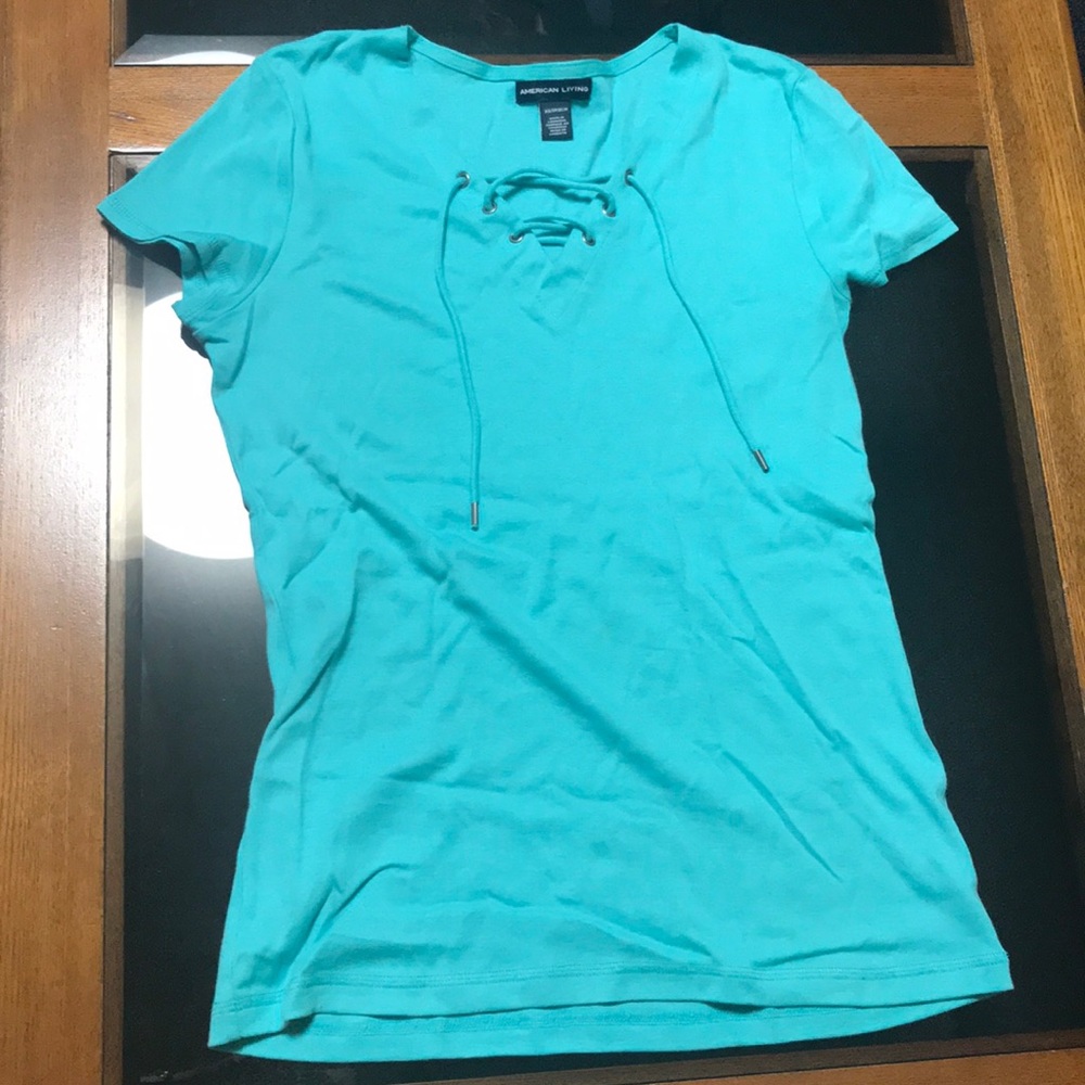 Turquoise V neck with strings